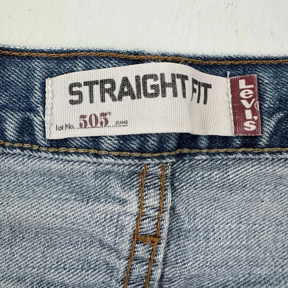 Y2K Levi's 505 Jeans Men's 42x32 Regular Fit 100% Cotton Straight Leg Light Wash